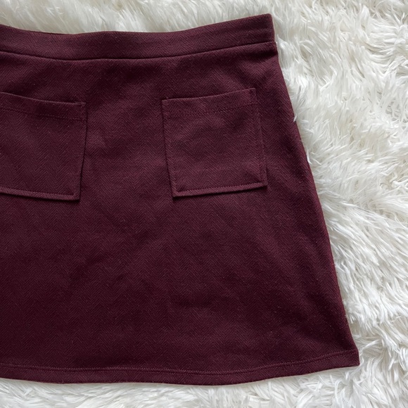 Full Tilt Burgundy High-Waist A-Line Skater Mini Skirt with Pockets Size Small - Picture 4 of 14